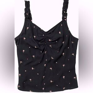 NWT Abound Floral Cinch Front Ruffle Sleeveless Blouse